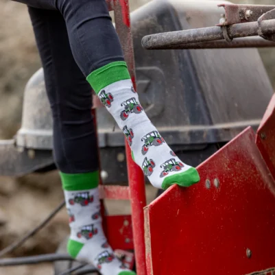 CountryMoos Green Tractor Socks