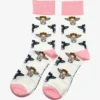 CountryMoos Pink Cow Crew Socks