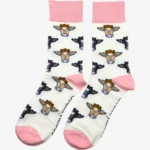 CountryMoos Pink Cow Crew Socks