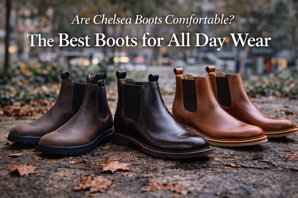 chelsea boots in an autumn setting