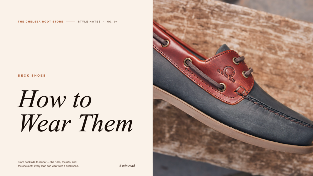 deck shoes on a wooden table with the title 'how to style them' as an overlay