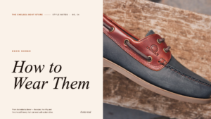deck shoes on a wooden table with the title 'how to style them' as an overlay