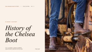 a man wearing chelsea boots with one foot on a step